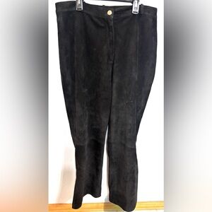 St. John Couture EUC Black Suede Leather Pants - Sz 14